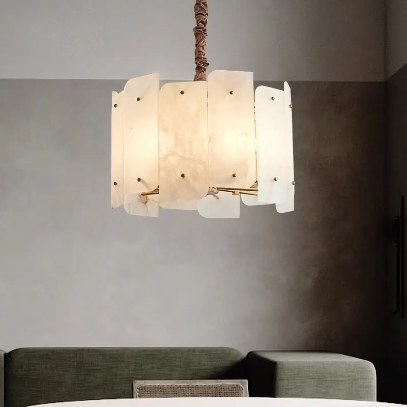 Alabaster Brass Dining Room Round Chandelier - Richardrider