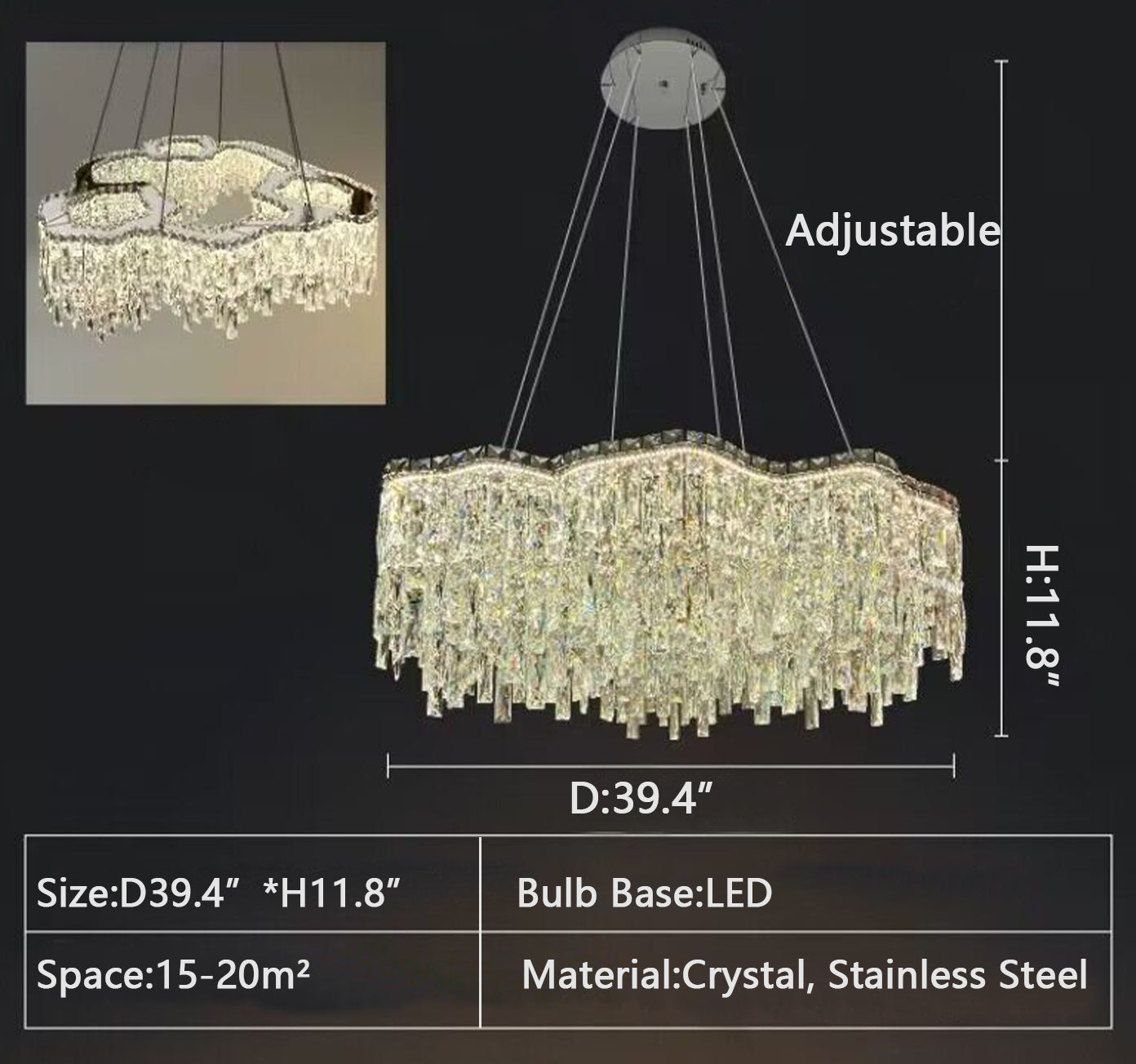 Modern Luxury Irregular Round/Oval Crystal Chandelier Set For Bedroom/Living Room/Dining Room