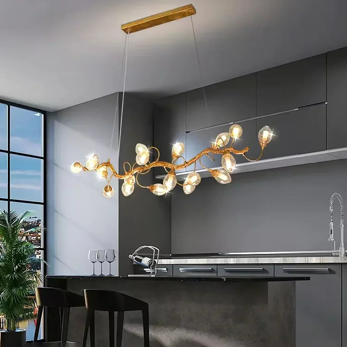 Art Clear Elegance Bubble Branch Linear Chandelier - Richardrider
