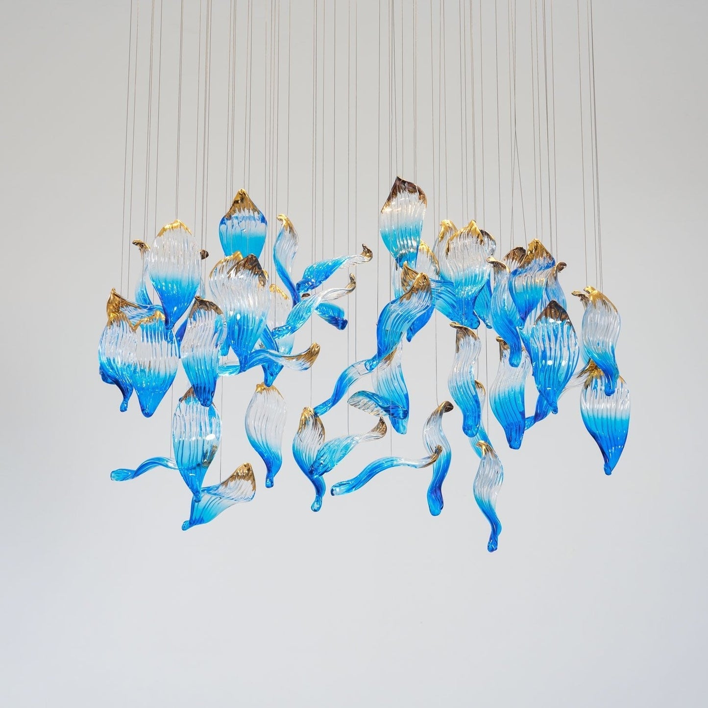 Galaxy Ocean Drift Blown Glass Crystal Spiral Chandelier