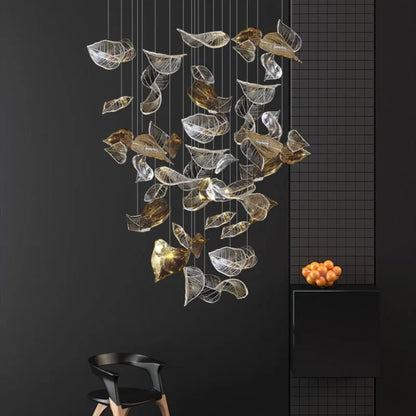 Galaxy Shake Leaves Crystal Spiral Chandelier