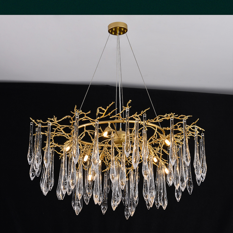 Iris Raindrop Round Branch Crystal Chandelier - Richardrider