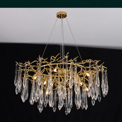 Iris Raindrop Round Branch Crystal Chandelier - Richardrider
