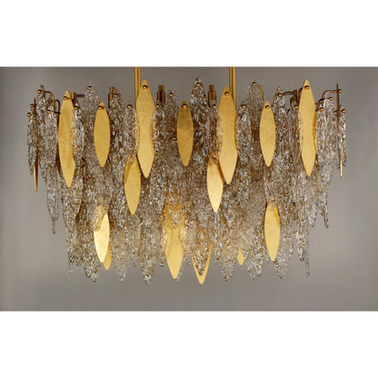Sylva Champagne Gold Crystal Leaf 18-Light Linear Chandelier 40''L - Richardrider