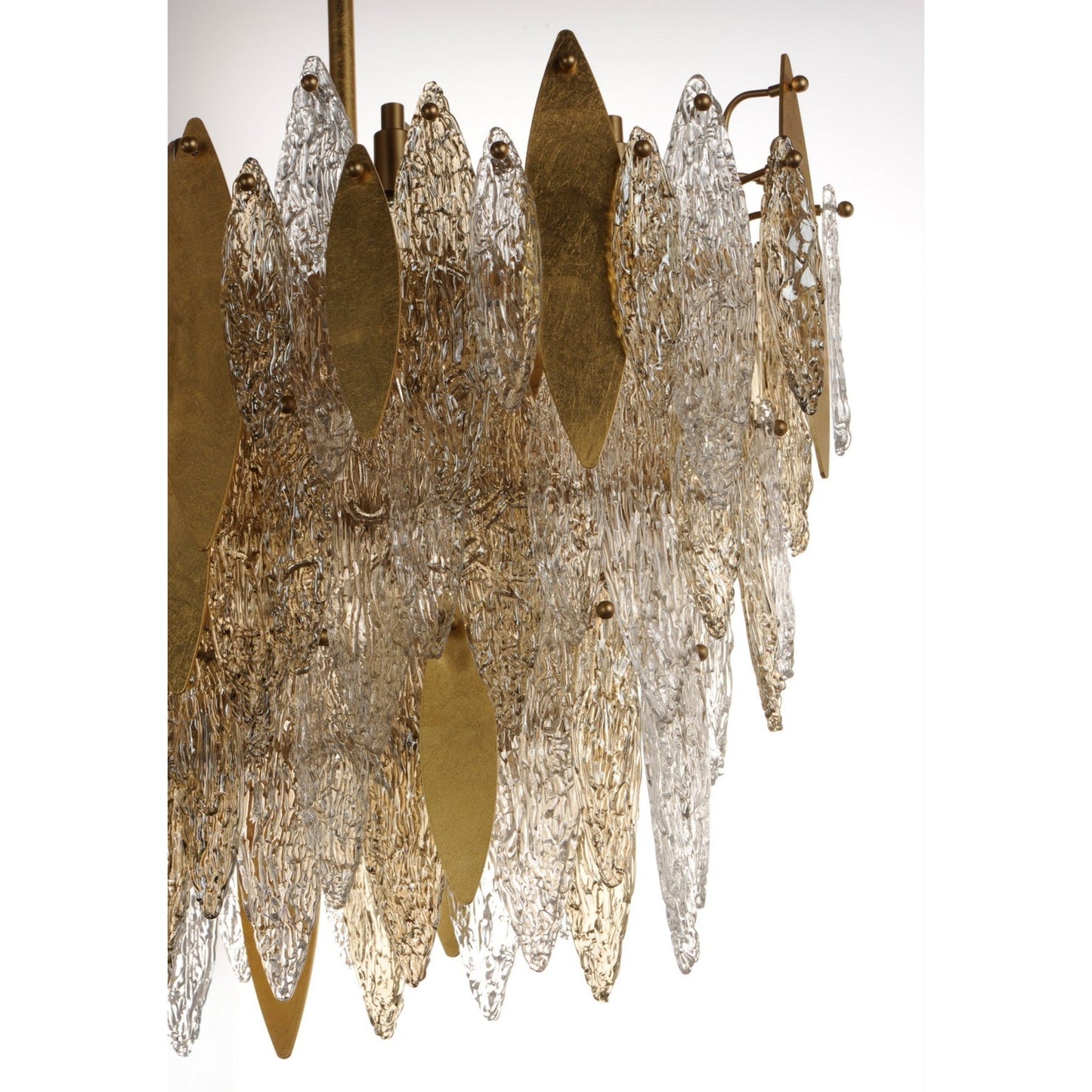 Sylva Champagne Gold Crystal Leaf 18-Light Linear Chandelier 40''L - Richardrider