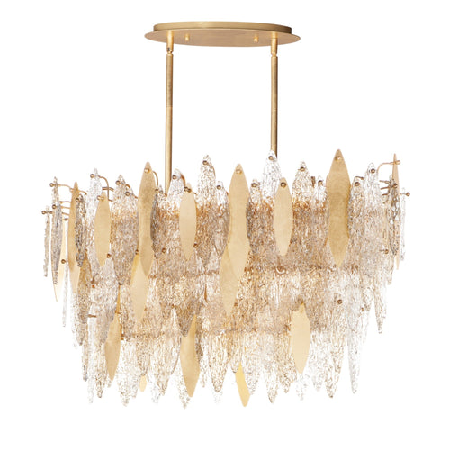 Sylva Champagne Gold Crystal Leaf 18-Light Linear Chandelier 40''L - Richardrider
