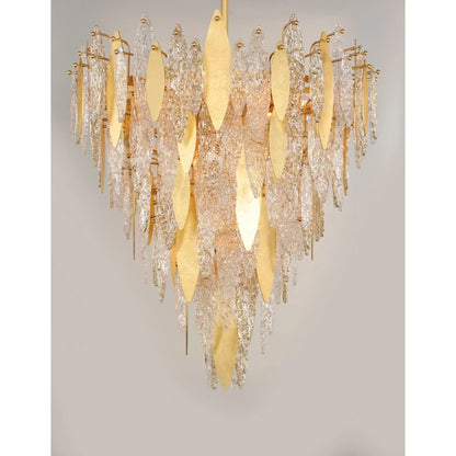 Sylva Champagne Gold Crystal Leaf Chandelier 24'' 33''D - Richardrider