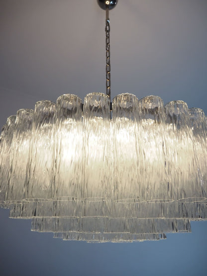 Murano Glass Chandelier – 101 Tuber – Textured – Transparent