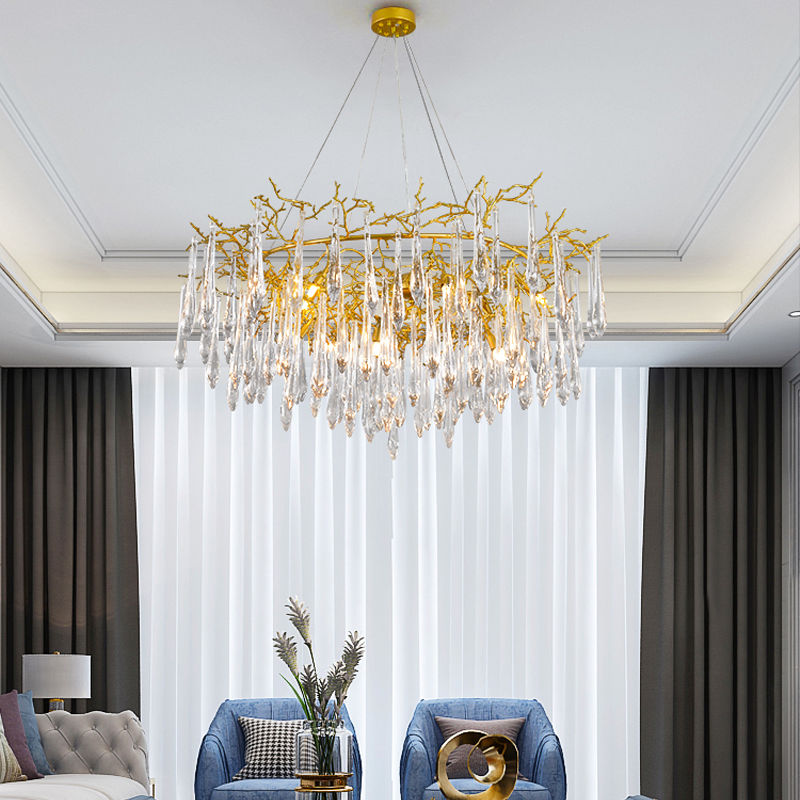Iris Raindrop Round Branch Crystal Chandelier - Richardrider