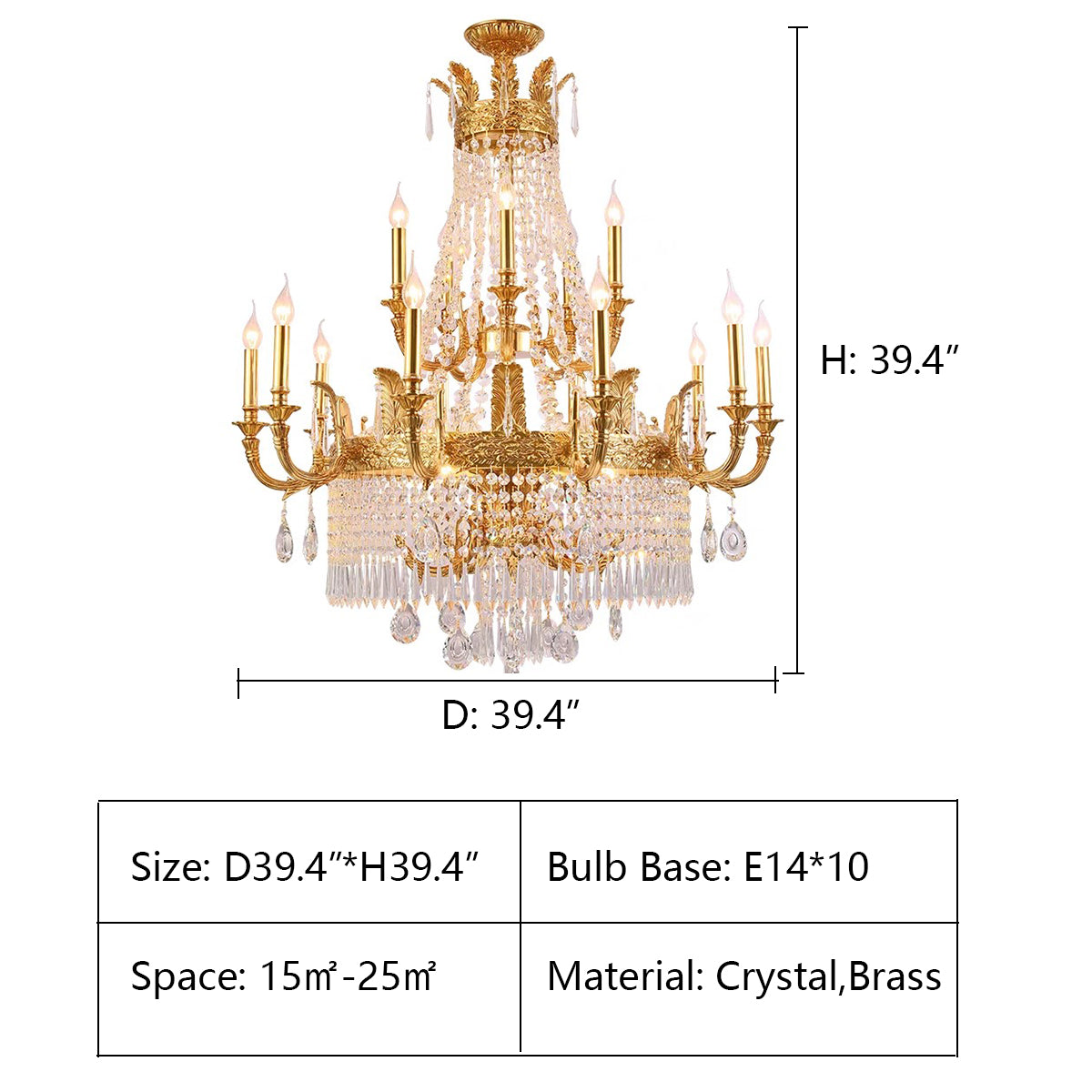 Stunning Oversized Luxury Golden Metal Candle Crystal Tassel Chandelier For High-ceiling Staircase/Entryway/Living/Meeting Room - Richardrider
