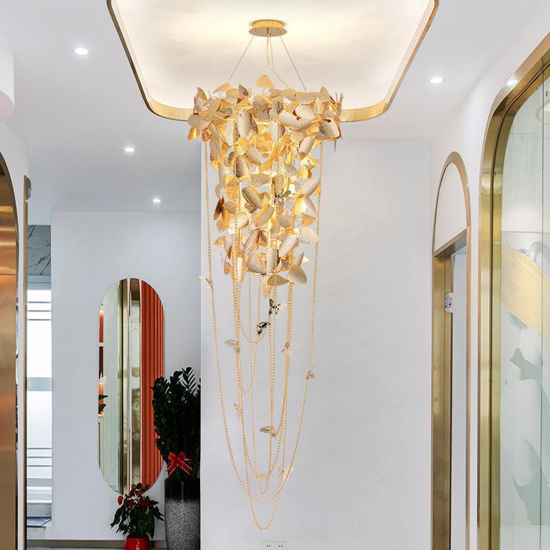 Della Modern Gold Leaf Staircase Chandelier - Richardrider