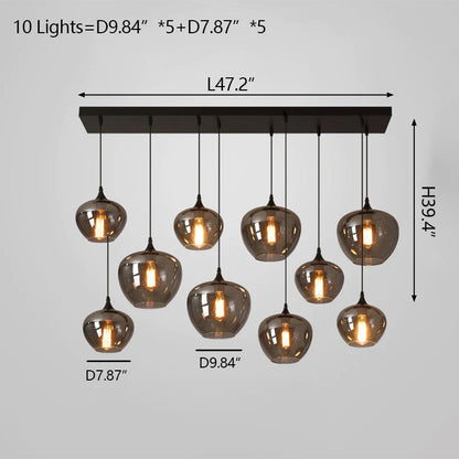 Modern Smoke Gray Glass Lamp Designer Chandelier for Cafe/Kitchen Island/Dining Room Style B