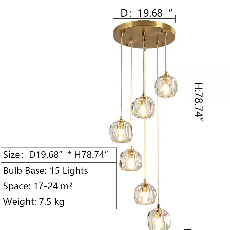 Sputnik K9 Crystal Chandelier Entryway Pure Copper Ceiling Light Foyer Hall Brass Lighting Fixture