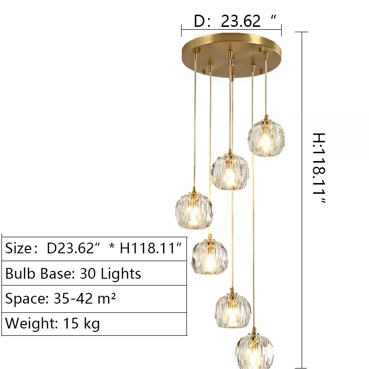 Sputnik K9 Crystal Chandelier Entryway Pure Copper Ceiling Light Foyer Hall Brass Lighting Fixture