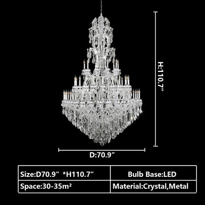 Oversized Luxury Traditional Gold/Chrome Candle Branch Crystal Chandelier for 2-story/Duplex Buildings - Richardrider