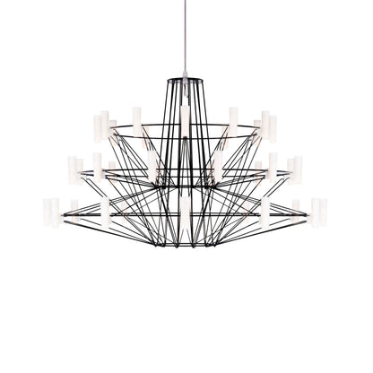 Oreilume Chandelier Electrolytic Polished Stainless Steel Frame. Poly Carbonate Shades & Suspension Bracket 26.7"D