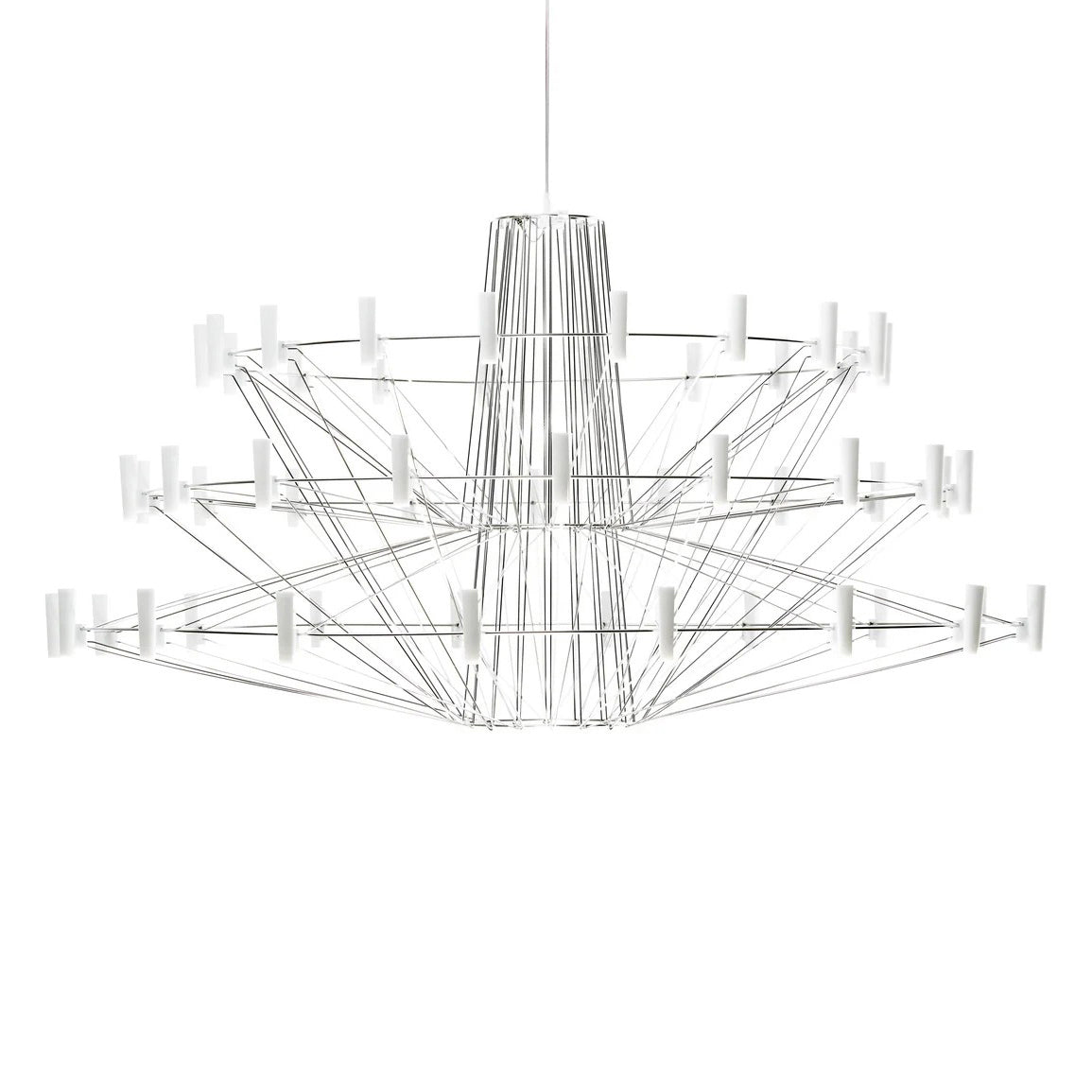 Oreilume Chandelier Electrolytic Polished Stainless Steel Frame. Poly Carbonate Shades & Suspension Bracket 26.7"D