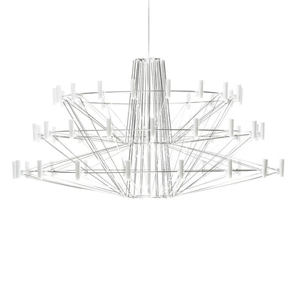 Oreilume Chandelier Electrolytic Polished Stainless Steel Frame. Poly Carbonate Shades & Suspension Bracket 26.7"D