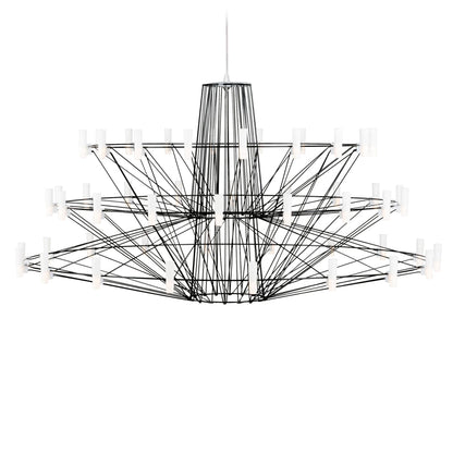 Oreilume Chandelier Electrolytic Polished Stainless Steel Frame. Poly Carbonate Shades & Suspension Bracket 26.7"D