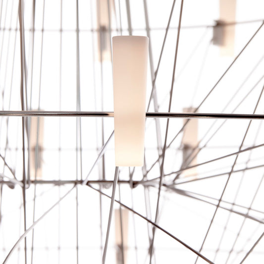 Oreilume Chandelier Electrolytic Polished Stainless Steel Frame. Poly Carbonate Shades & Suspension Bracket 26.7"D