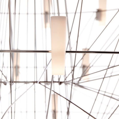 Oreilume Chandelier Electrolytic Polished Stainless Steel Frame. Poly Carbonate Shades & Suspension Bracket 26.7"D
