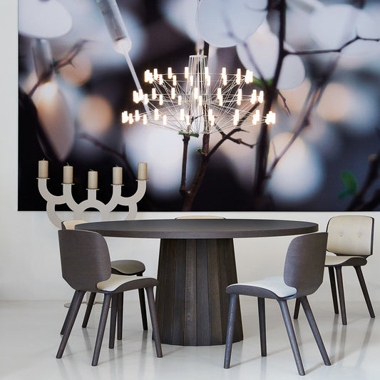 Oreilume Chandelier Electrolytic Polished Stainless Steel Frame. Poly Carbonate Shades & Suspension Bracket 26.7"D