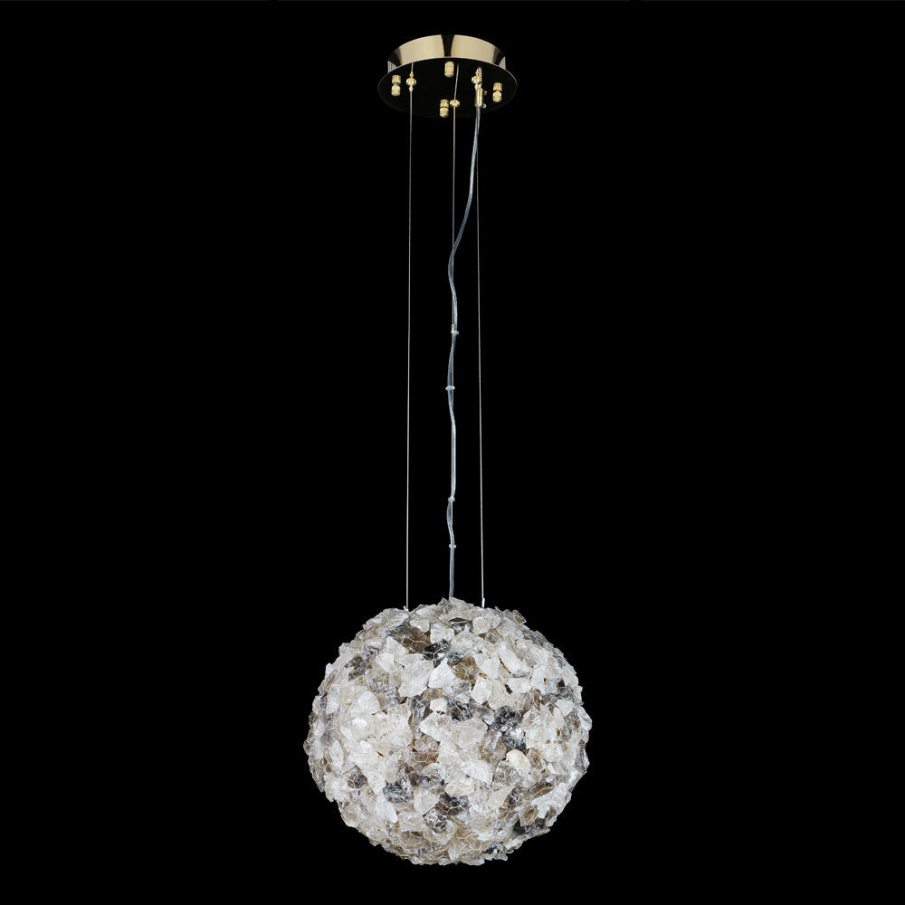 Cervine Modern Clear & Smoky Rock Crystal Ball Pendant Light - Richardrider