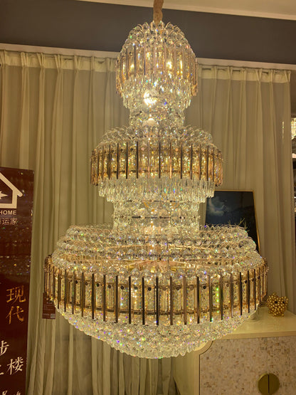 American Luxuary multi level crystal chandelier hotel lobby hall living room - Richardrider