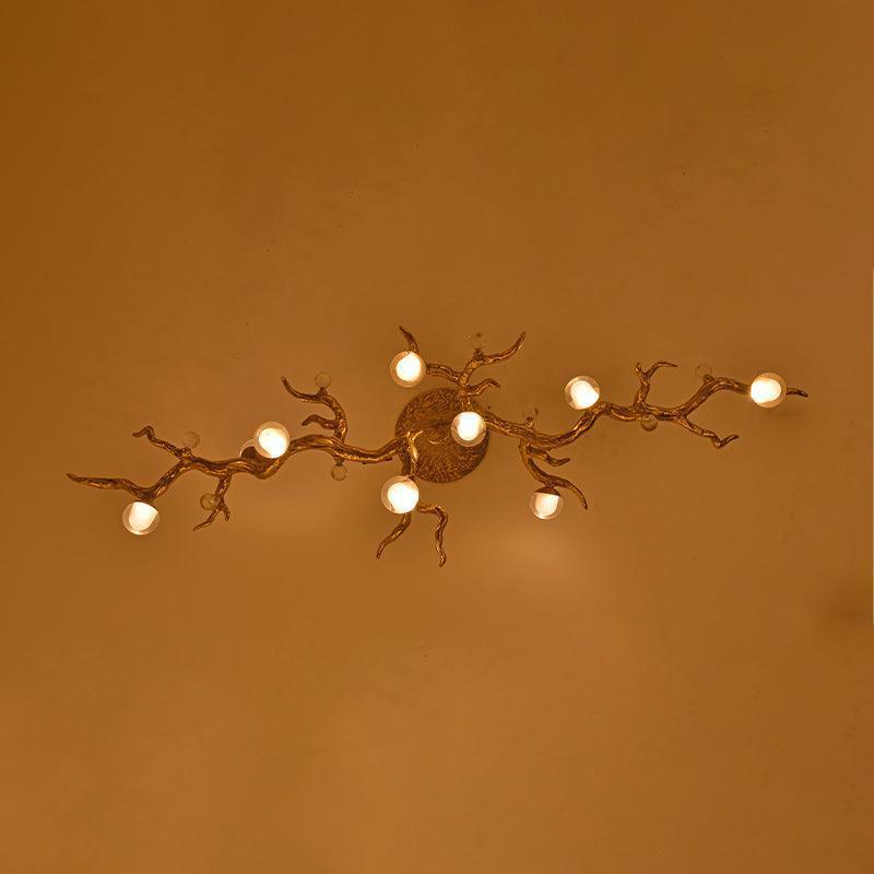 Modern Linear Glass Ball Branch Semi Flush Chandelier - Richardrider