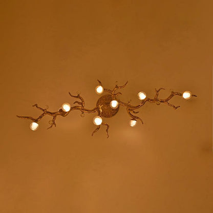 Modern Linear Glass Ball Branch Semi Flush Chandelier - Richardrider