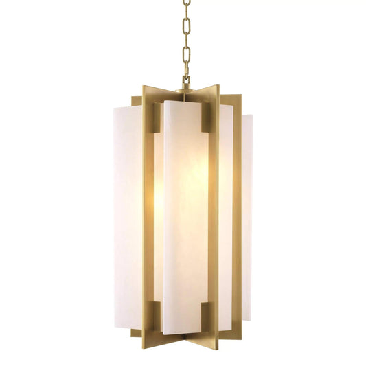 Lugano Modern Brass Alabaster Chandelier - (Antique Brass Finish | Alabaster) - Richardrider