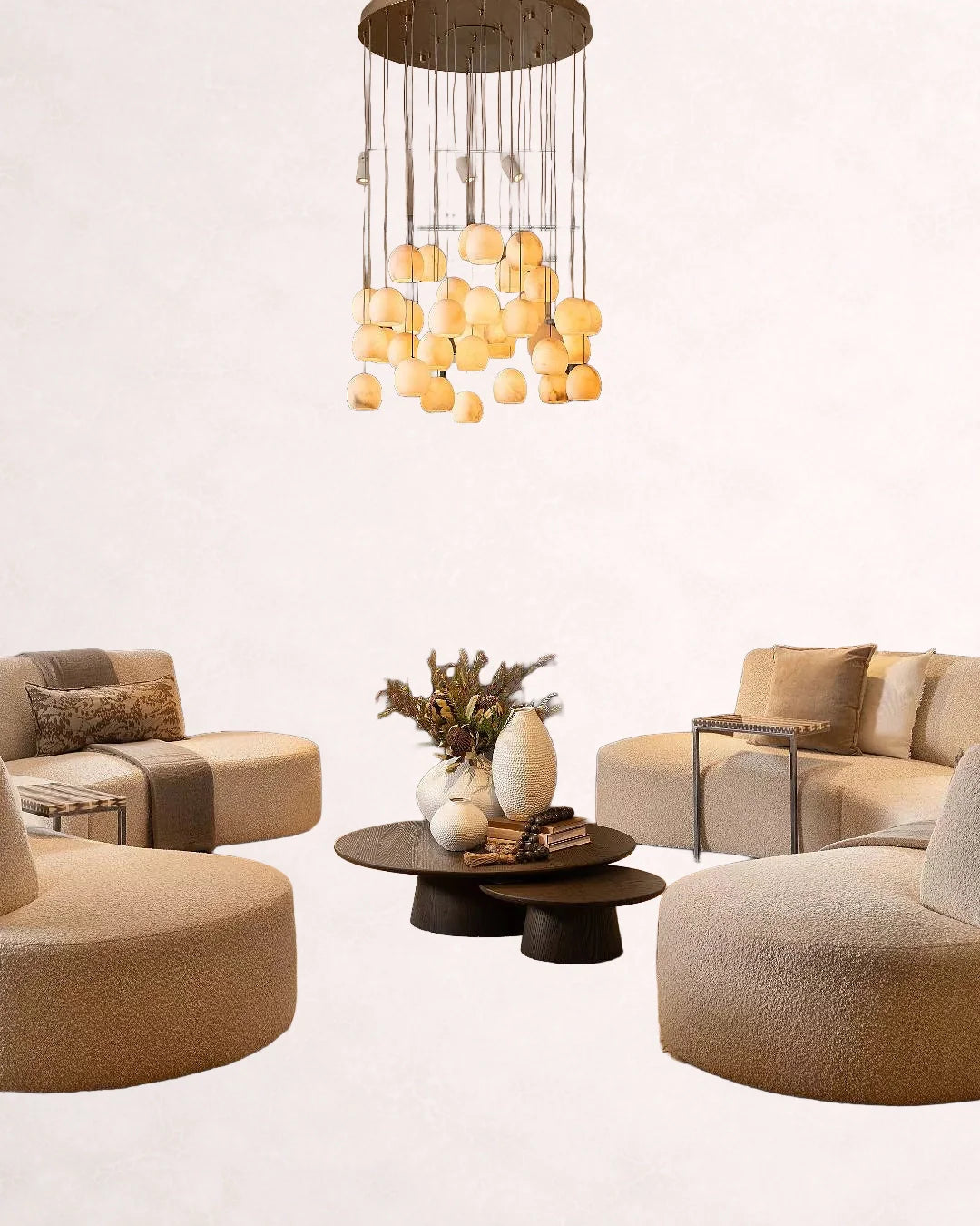 Arica Alabaster Round Chandelier