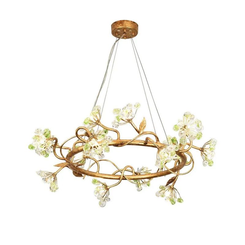 Modes Brass Ring Stone Flower Chandelier - Richardrider