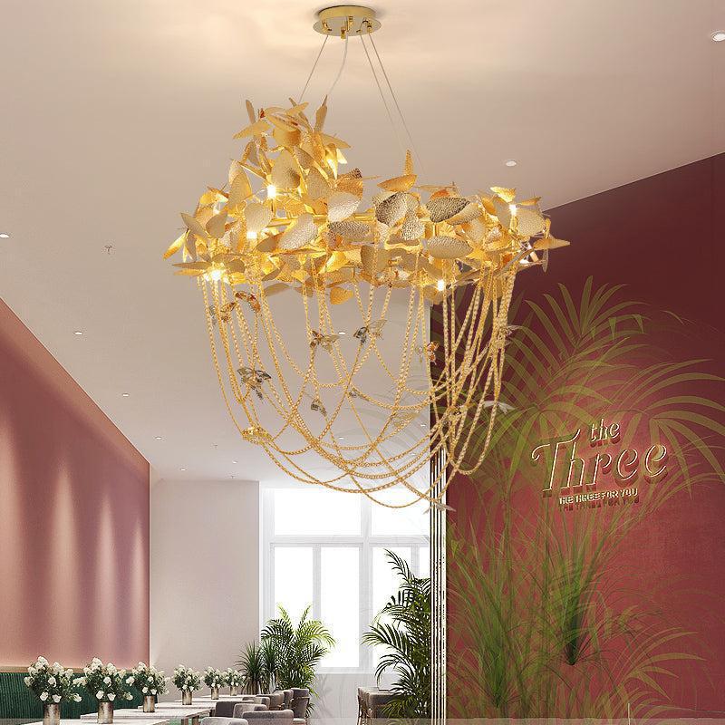Della Modern Gold Leaf Living Room Chandelier - Richardrider