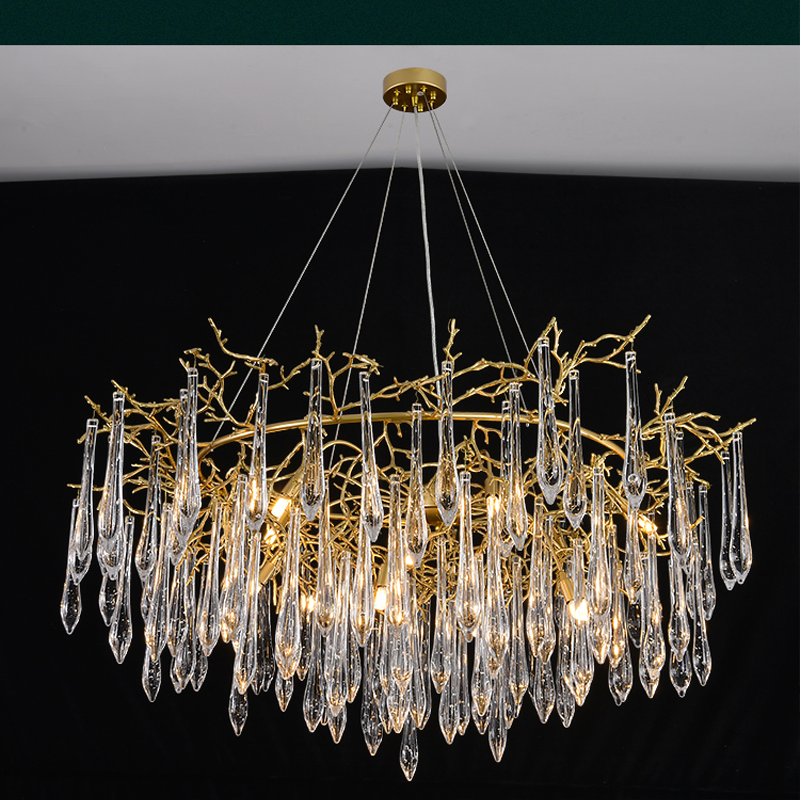 Iris Raindrop Round Branch Crystal Chandelier - Richardrider