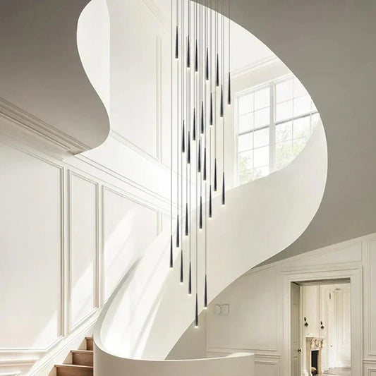 Minimalism Foyer Staircase Chandelier Ceiling Pendant Lighting Fixture For Living Room Entryway In Gold/ Black Finish - Richardrider