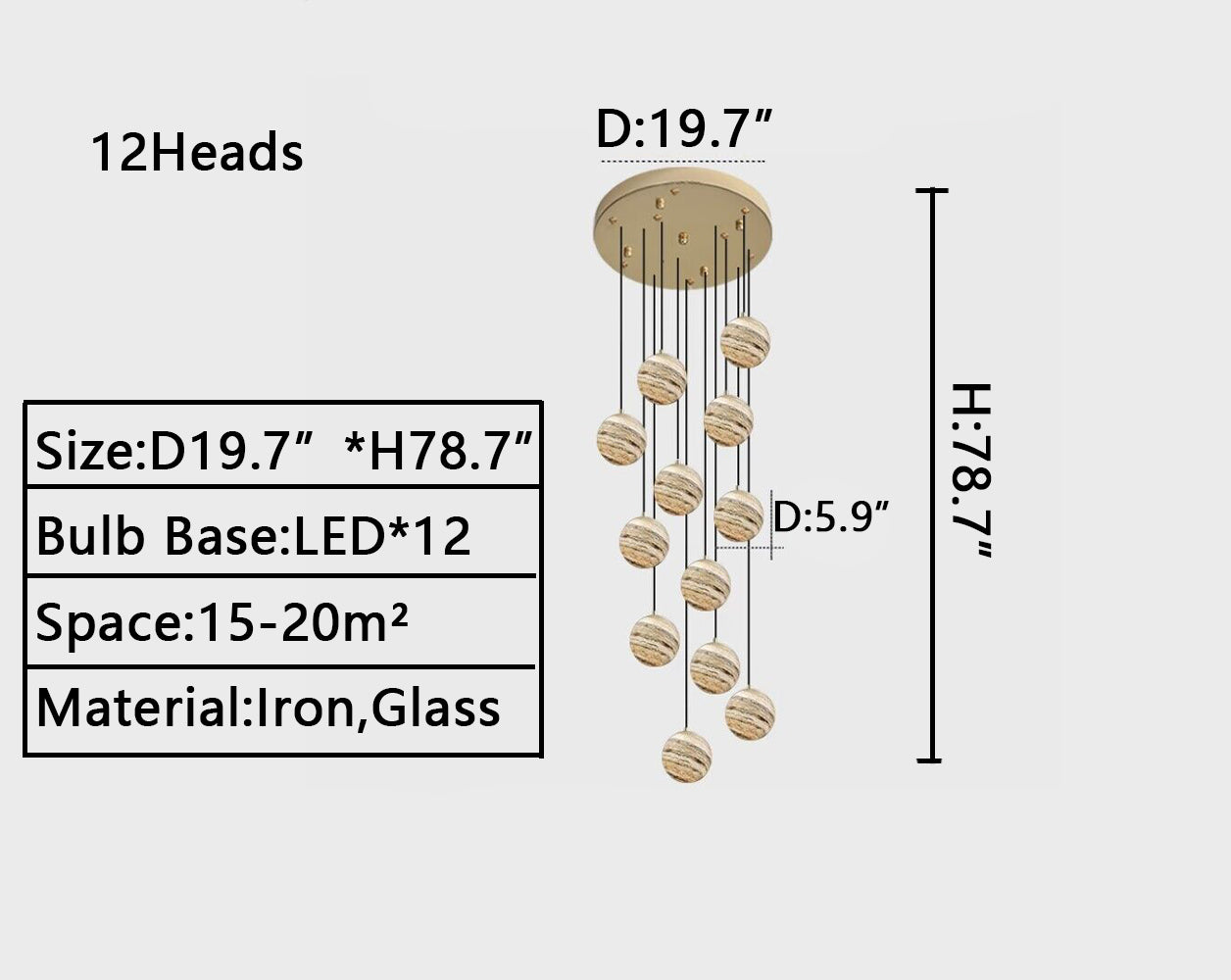 Nordic Planet Creative Long Ball Pendant Chandelier Staircase Foyer - Richardrider