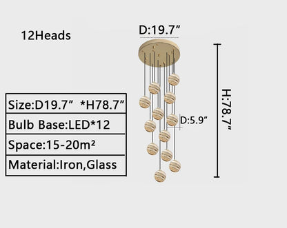 Nordic Planet Creative Long Ball Pendant Chandelier Staircase Foyer - Richardrider