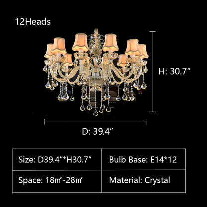 Extra Large Luxury Multi-Tiered Crystal Pendant Chandelier for High-Ceiling Rooms