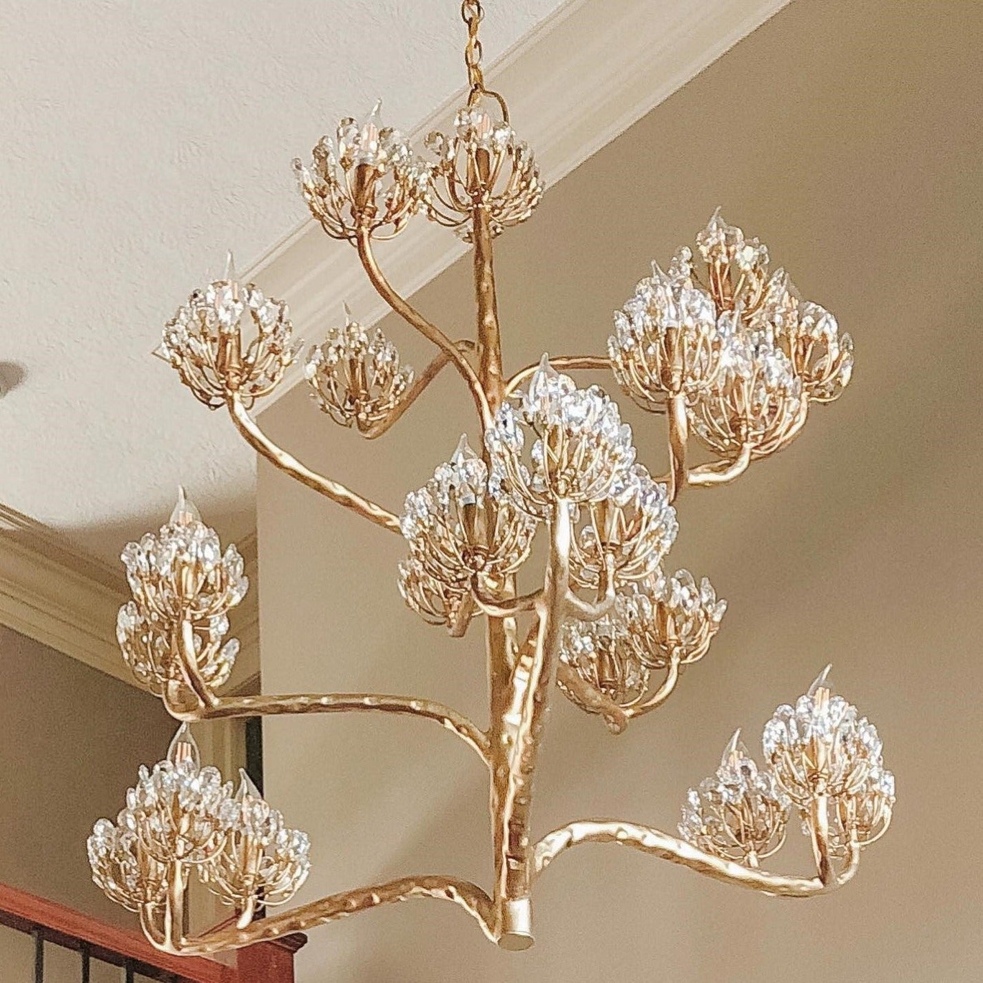 Luxury Branch Flower Chandelier in Gold for Living Room Staircase and Bedroom Lighting - Richardrider