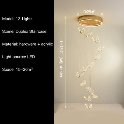 Nordic Butterfly Chandelier Luxury Foyer Staircase Ceiling Light For Living / Dining Room