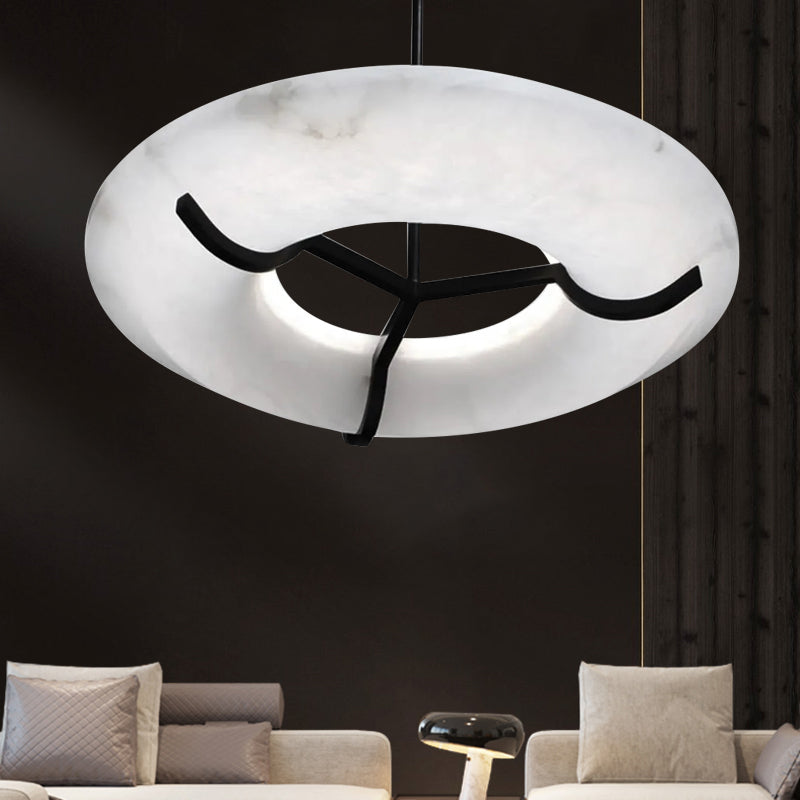 Glacera Modern Round Alabaster Dining Room Chandelier - Richardrider