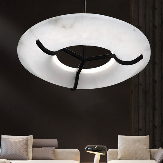 Glacera Modern Round Alabaster Dining Room Chandelier - Richardrider