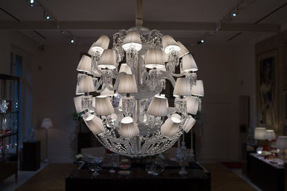 Luxury Globe Crystal Chandelier With Fabric/Crystal Glass Lampshades