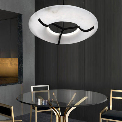 Glacera Modern Round Alabaster Dining Room Chandelier - Richardrider
