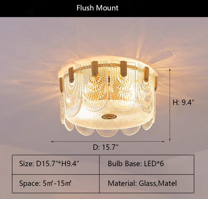 Nordic Light Luxury Patterned Glass Pendant Chandelier Suit for Living/Dining Room/Bedroom