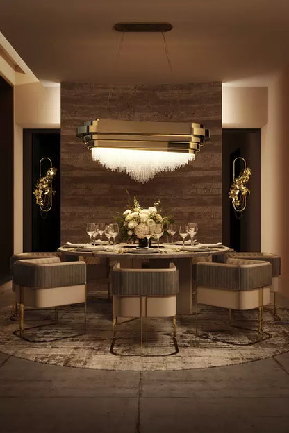 Luxury 9-Light Rectangle Kitchen Island/Dining Room Crystal Chandelier