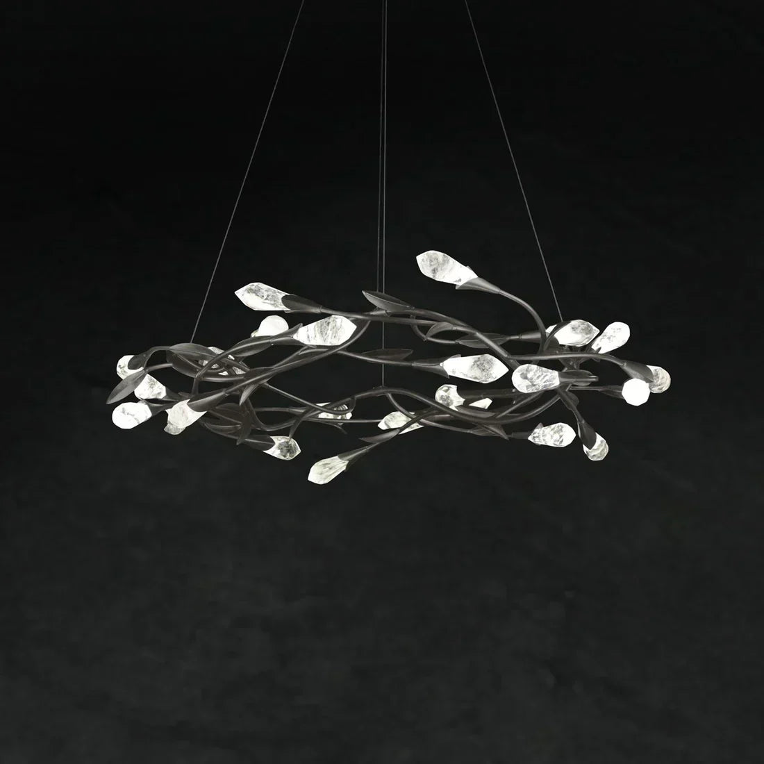 Modern Linear/Round Floral Branches Crystal Chandelier - Richardrider