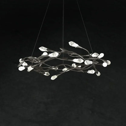 Modern Linear/Round Floral Branches Crystal Chandelier - Richardrider