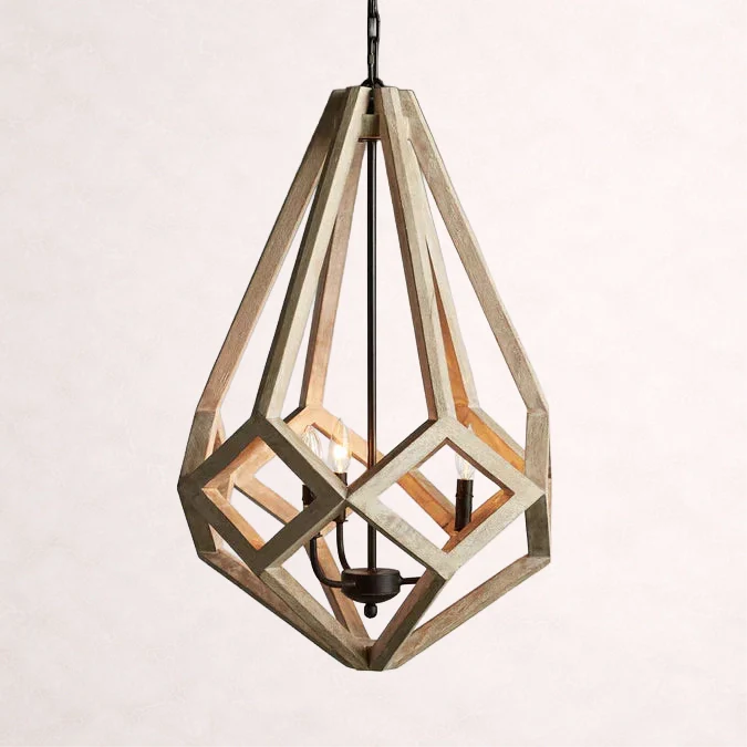 Wooden Prism Chandelier in Natural
